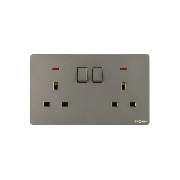 New Arrivals 11 Tronic Grey - Twin Switch Socket with Neon