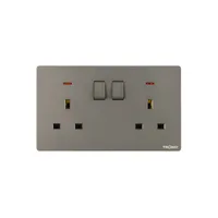 Tronic Grey - Twin Switch Socket with Neon