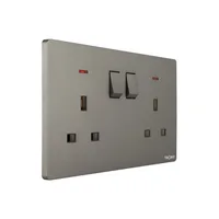 Tronic Grey - Twin Switch Socket with Neon