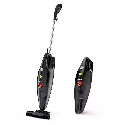 Nikai Vacuum Cleaner 0.8l 2 in 1 Stick and Hand Held 600w NVC320H1 Transparent Dust Cup Power Cord Wrap Washable Dust Bag Easy Carry Handle