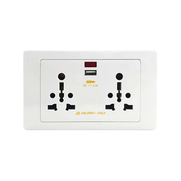 Tronic Twin Universal Socket with 1 USB