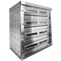 Commerecial Gas Deck Oven 4-Deck 12-Tray, 20400C High-Capacity Control, Industrial Stainless Steel Pizza & Bread Oven HGO-412