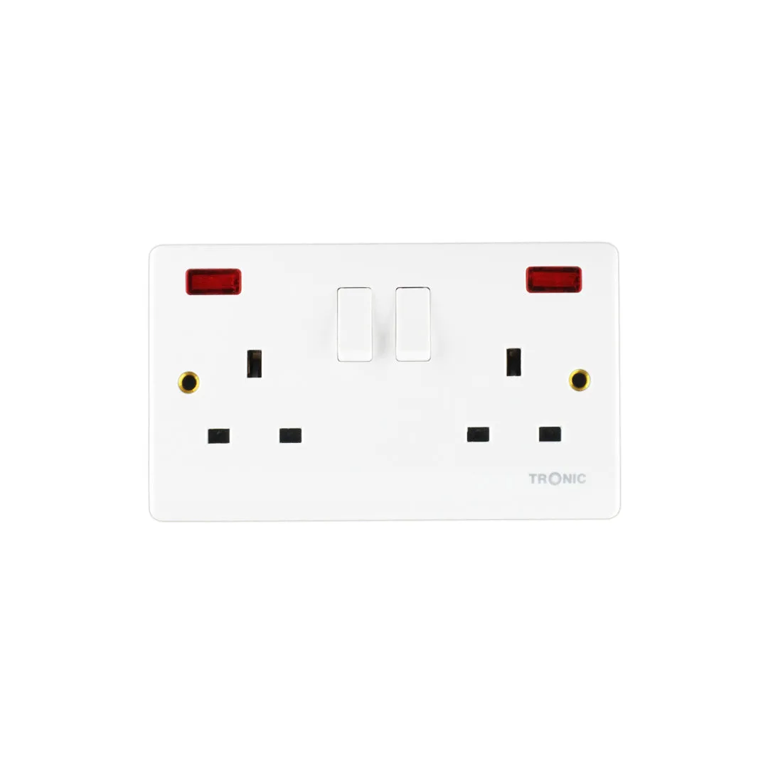 Tronic Twin Switch Socket with Neon Standard
