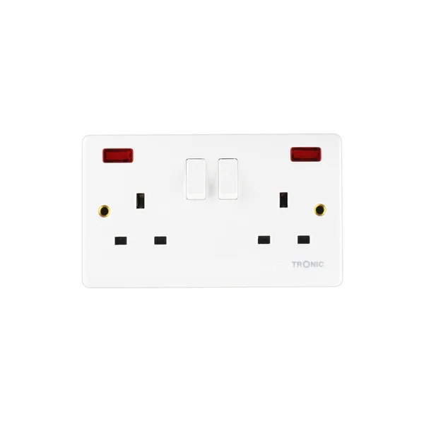 Tronic Twin Switch Socket with Neon Standard