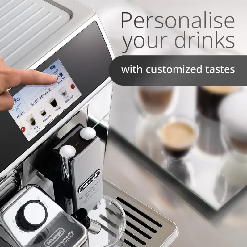 Delonghi PrimaDonna Elite Fully Automatic Espresso Machine 1450W, Automatic Milk Frother ECAM650.85.MS