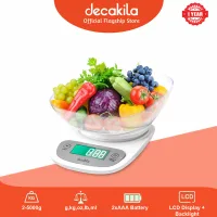 Decakila Kitchen Scale Electronic 5kg Capacity Glass Kmtt092w display lcd with back light 12.5cm plate diametre low battery alarm with indicator