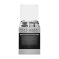 Dolphin Free Standing Cooking Range 60x60, 2 Gas Burners, 2 Electric Hot Plate & Electric Oven, Inox FS06060I-2G2E/E