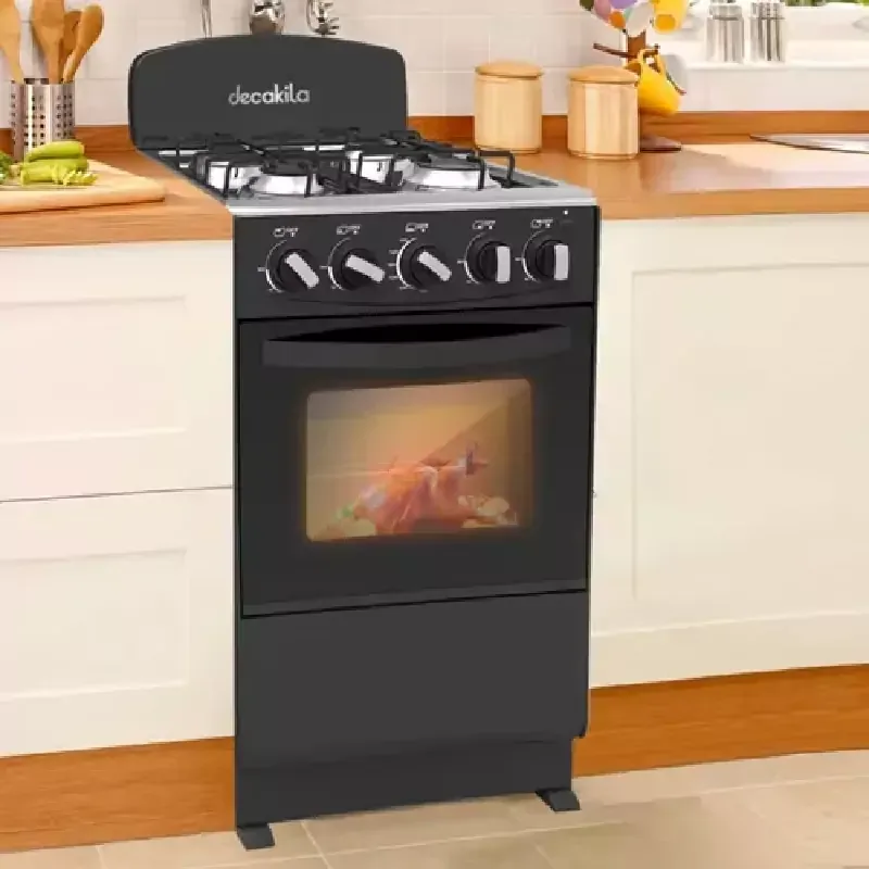 Decakila Oven Cooking Range 50l 4 Burner Manual Ignition Device Kugs003b stainless steel top plate tempered glass oven with chromed wire rack and 1 oven tray