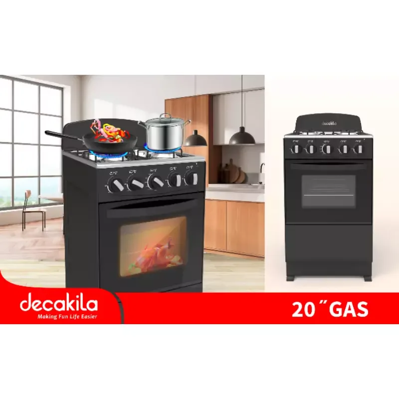 Decakila Oven Cooking Range 50l 4 Burner Manual Ignition Device Kugs003b stainless steel top plate tempered glass oven with chromed wire rack and 1 oven tray