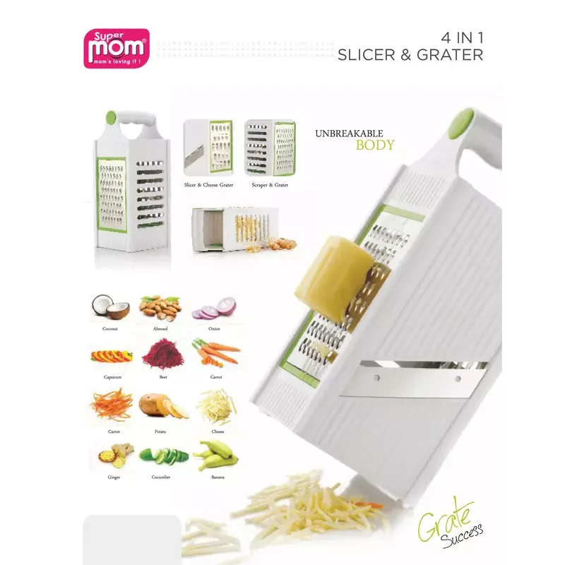 Supermom Slicer and Grater 4 in 1 Plastic Body with Stainless Steel Blade Unbreakable Body 572495