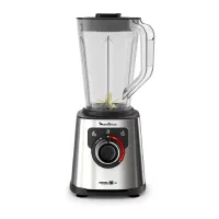 Moulinex Blender 2L Tritan Blender Jar with 2 Mills, 1200W, Titanium Coated Blades, 2x Blade Life, Powelix Life Technology, Stainless Steel Body, Backlit Speed Selector, Large Capacity Jar LM88HD27