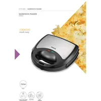 Kenwood Sandwich Toaster 2 Slice 3 in 1 Waffle Grill and Sandwich 750w Smm01.A0bk - Nonstick Grill Plates Cool Touch Handle Detachable Plates Light Indicator