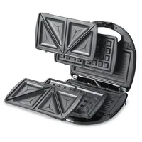 Kenwood Sandwich Toaster 2 Slice 3 in 1 Waffle Grill and Sandwich 750w Smm01.A0bk - Nonstick Grill Plates Cool Touch Handle Detachable Plates Light Indicator