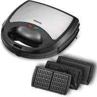 Kenwood Sandwich Toaster 2 Slice 3 in 1 Waffle Grill and Sandwich 750w Smm01.A0bk - Nonstick Grill Plates Cool Touch Handle Detachable Plates Light Indicator
