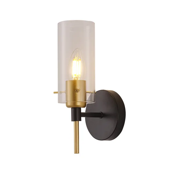 Tronic Golden Accent Fixture with Clear Glass & Black Base