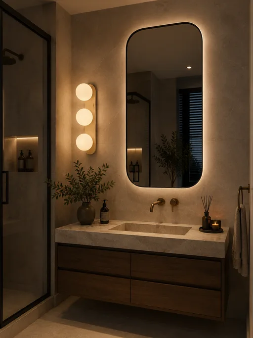 Tronic Modern Travertine Triple Globe Wall Light