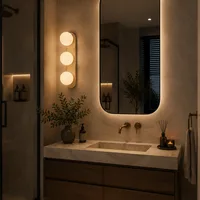 Tronic Modern Travertine Triple Globe Wall Light