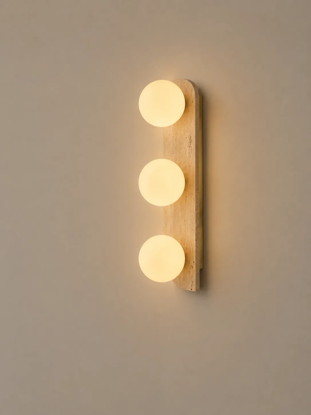 Tronic Modern Travertine Triple Globe Wall Light