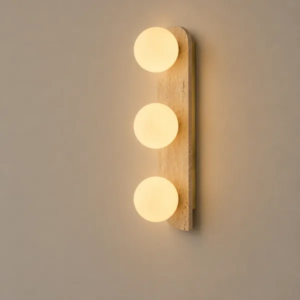 Tronic Modern Travertine Triple Globe Wall Light