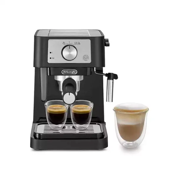 Delonghi Stilosa Espresso Machine 1100W, 15-Bar Pump, Steam Wand for Cappuccino, Black EC260.BK