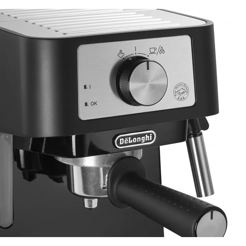 Delonghi Stilosa Espresso Machine 1100W, 15-Bar Pump, Steam Wand for Cappuccino, Black EC260.BK