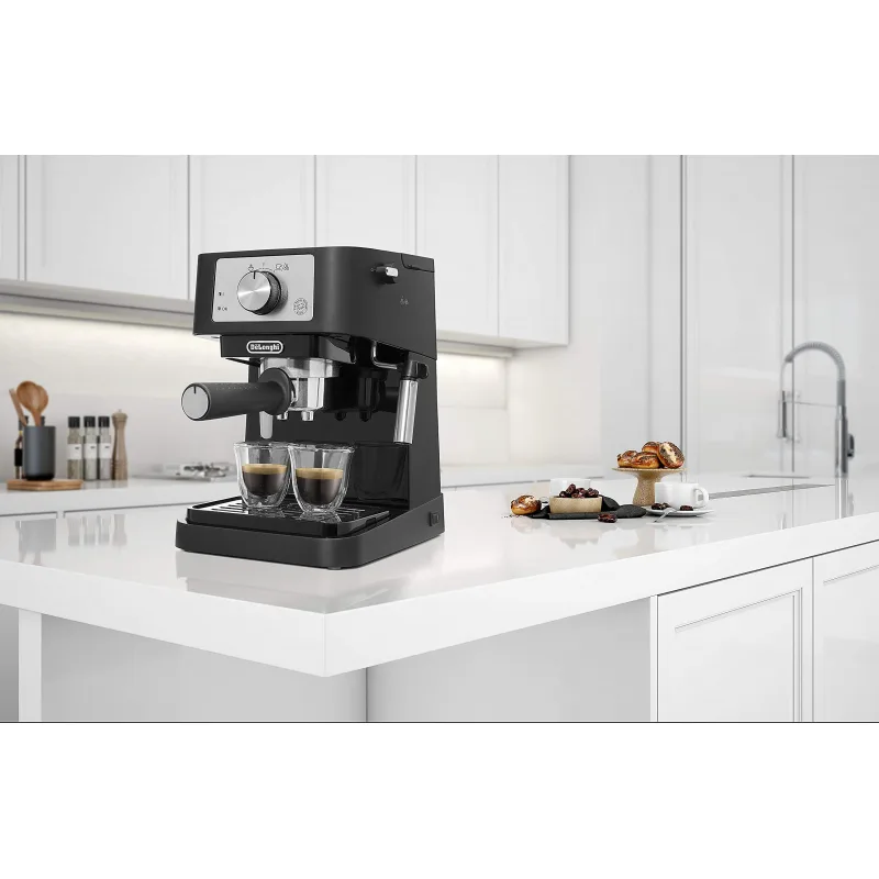 Delonghi Stilosa Espresso Machine 1100W, 15-Bar Pump, Steam Wand for Cappuccino, Black EC260.BK