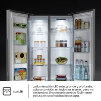 Hisense Slim Side by Side Fridge 468L, Multi Air Flow, Total No Frost, Super Freeze, Black RS3N428NAB