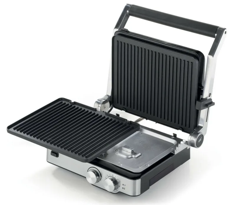 Kenwood Contact Grill Adjustable Temperature Cool Touch Handle 2000w Hgm80.000ss - 30 Mins Timer 3 Grill Positions Contact Grill, Oven Grill And Open Grill Detachable Grill Plates