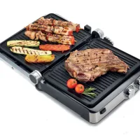 Kenwood Contact Grill Adjustable Temperature Cool Touch Handle 2000w Hgm80.000ss - 30 Mins Timer 3 Grill Positions Contact Grill, Oven Grill And Open Grill Detachable Grill Plates