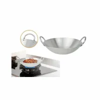 Nadstar Aluminium Karai 15.75" No8 Heavy Base Aluminum Kadai Deep Frying Kadai with Handle for Kitchen