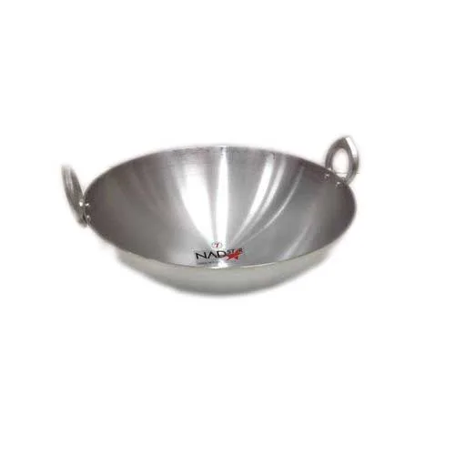 Nadstar Aluminium Karai 15.75" No8 Heavy Base Aluminum Kadai Deep Frying Kadai with Handle for Kitchen