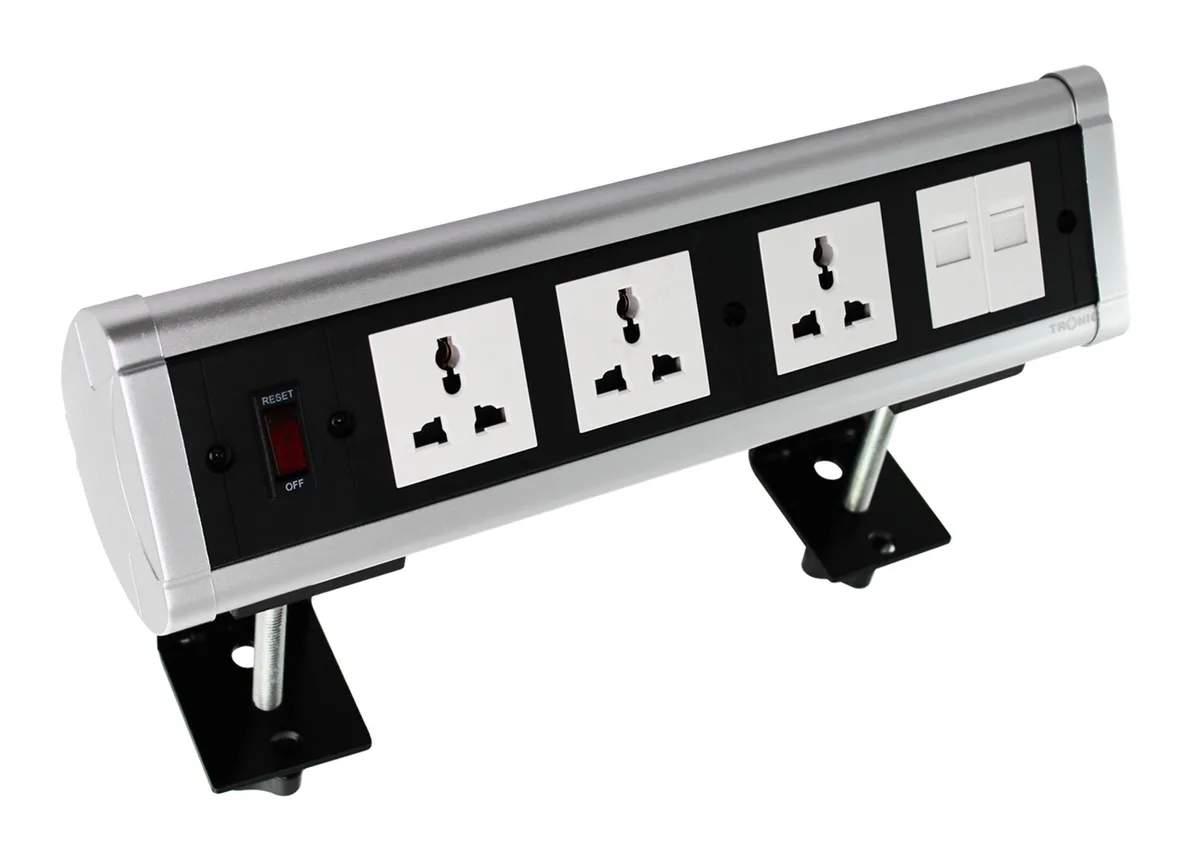 Tronic Desk Socket Universal x 3 + RJ45 Data x 2 BF ONDE