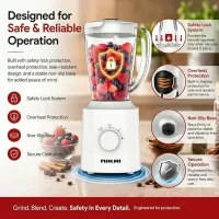 Nikai Blender 1.5L 600W, Plastic Jug with Dry Grinder, 2-Speed, Pulse Control, Stainless Steel, White NB1600TX