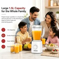 Nikai Blender 1.5L 600W, Plastic Jug with Dry Grinder, 2-Speed, Pulse Control, Stainless Steel, White NB1600TX