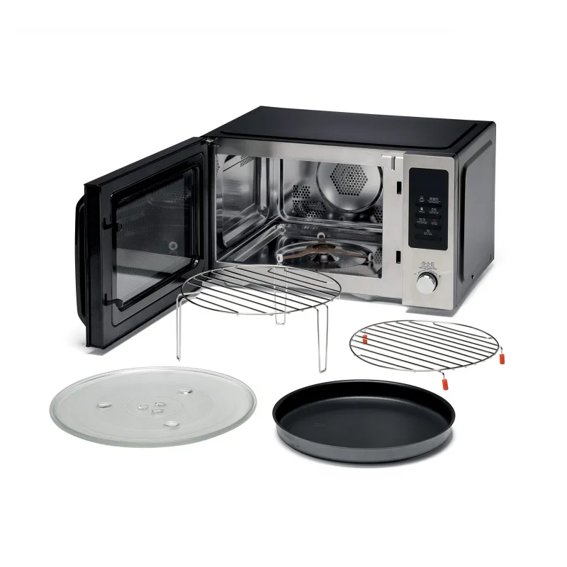 Kenwood Microwave 30l Digital 5 Power Levels with Airfryer 1000w Mwa30.000bk - 95 Mins Timer Defrost Settings Glass Turntable 31.5Cm Pull Handle Door