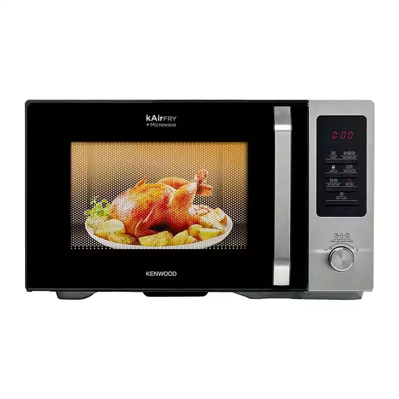Kenwood Microwave 30l Digital 5 Power Levels with Airfryer 1000w Mwa30.000bk - 95 Mins Timer Defrost Settings Glass Turntable 31.5Cm Pull Handle Door