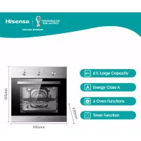 Hisense Built-in Electric Oven 60 x 60cm, 61L, 2900W, HBO60203