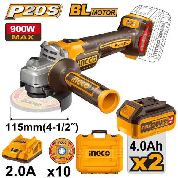 Ingco Lithium-Ion Cordless Angle Grinder CAGLI211542