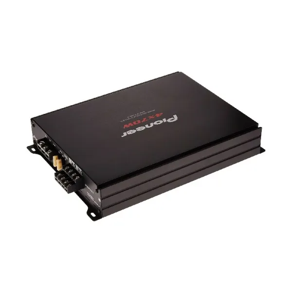 Pioneer Car Amplifier, 4 Channel Bridgeable Amplifier with Bass Boost, Steel Look, High Quality Components, Flexible Sound Tuning GM-E7004