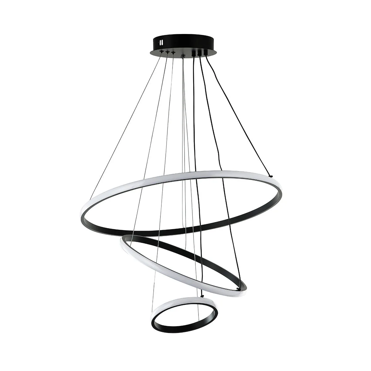 Tronic Modern LED Chandelier with Black and White Spiral Rings 75 Watt