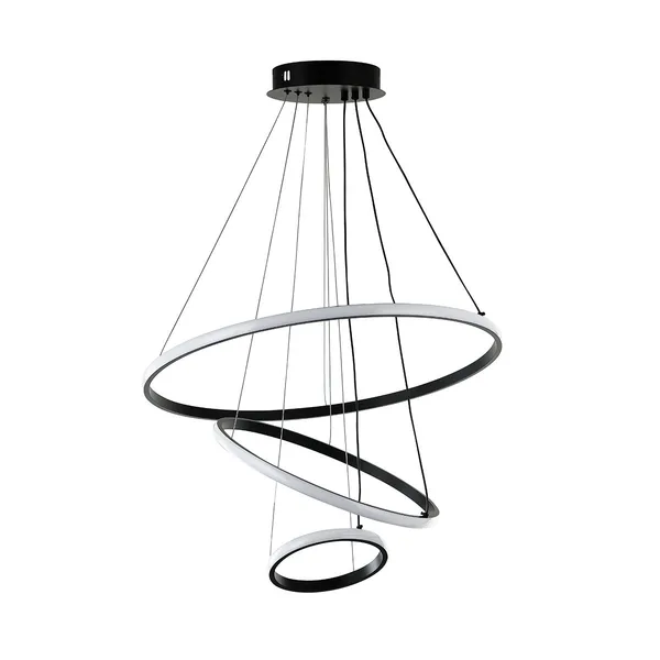 Tronic Modern LED Chandelier with Black and White Spiral Rings 75 Watt