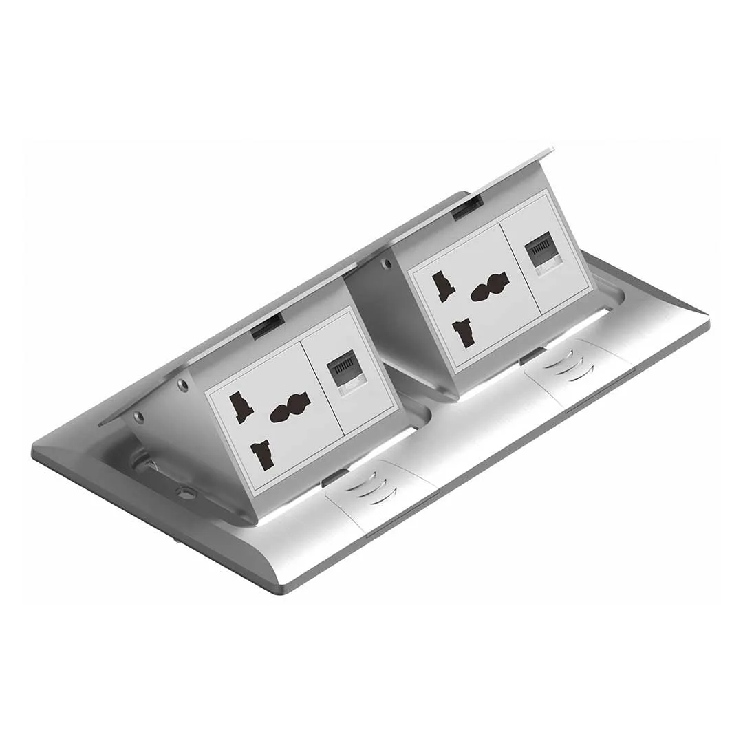 Tronic Dual Universal Socket Pop-Up Floor Panel with RJ45 Ports BF POPU-11-UN