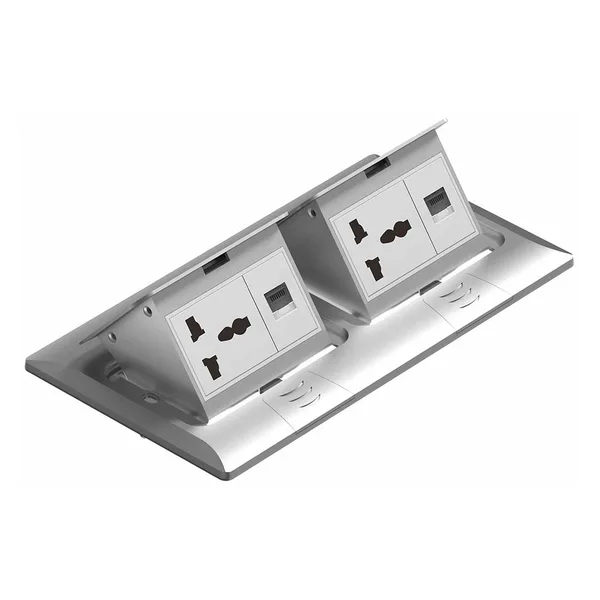 Tronic Dual Universal Socket Pop-Up Floor Panel with RJ45 Ports BF POPU-11-UN