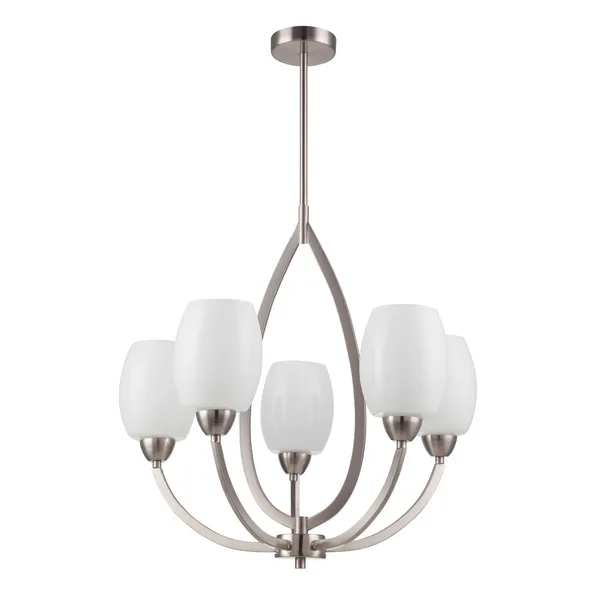 Tronic Silver & White 5-Light Pendant with Frosted Glass Shades