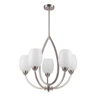 Tronic Silver & White 5-Light Pendant with Frosted Glass Shades