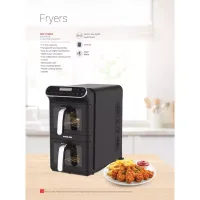 Nikai Airfryer 11L Digital Double Decker 2460W NAF1188DX Digital Touch Screen Transparent Viewing Window Preset Cooking Menus
