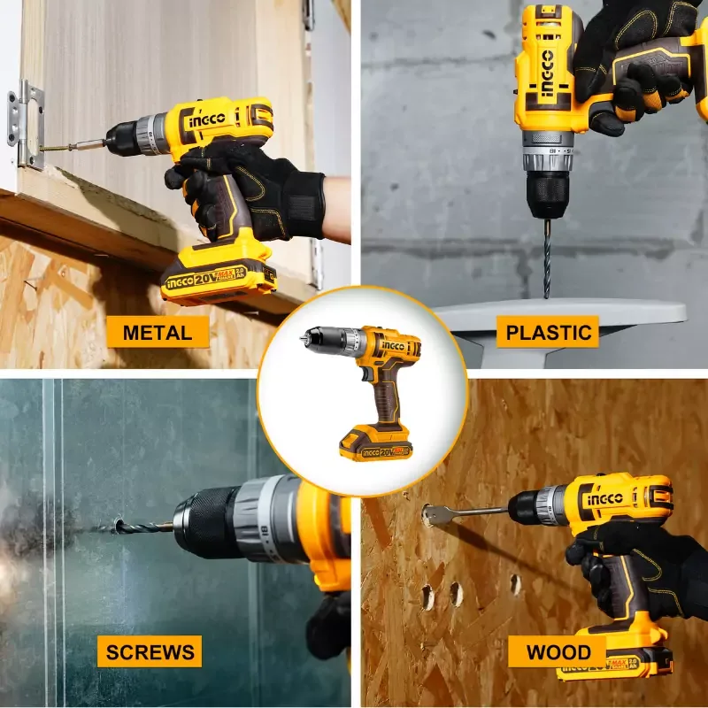 Ingco Impact Drill Machine Lithium-ion 20V 45Nm with 47pcs Accessories CIDLI201452