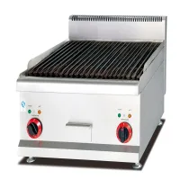 Commercial Countertop Electric BBQ Lava Rock Grill, 7.8kW Professional 220V Charbroiler, Heavy-Duty 600mm Stainless Steel Industrial Grill WG-EB-689