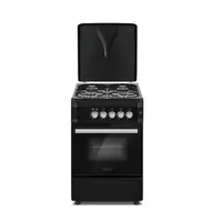Westpoint Cooker 50x55cm, 4 Gas Burners, Gas Oven with Grill, Interior Light, Full Ignition System, Black Finish WCER5540GGIN