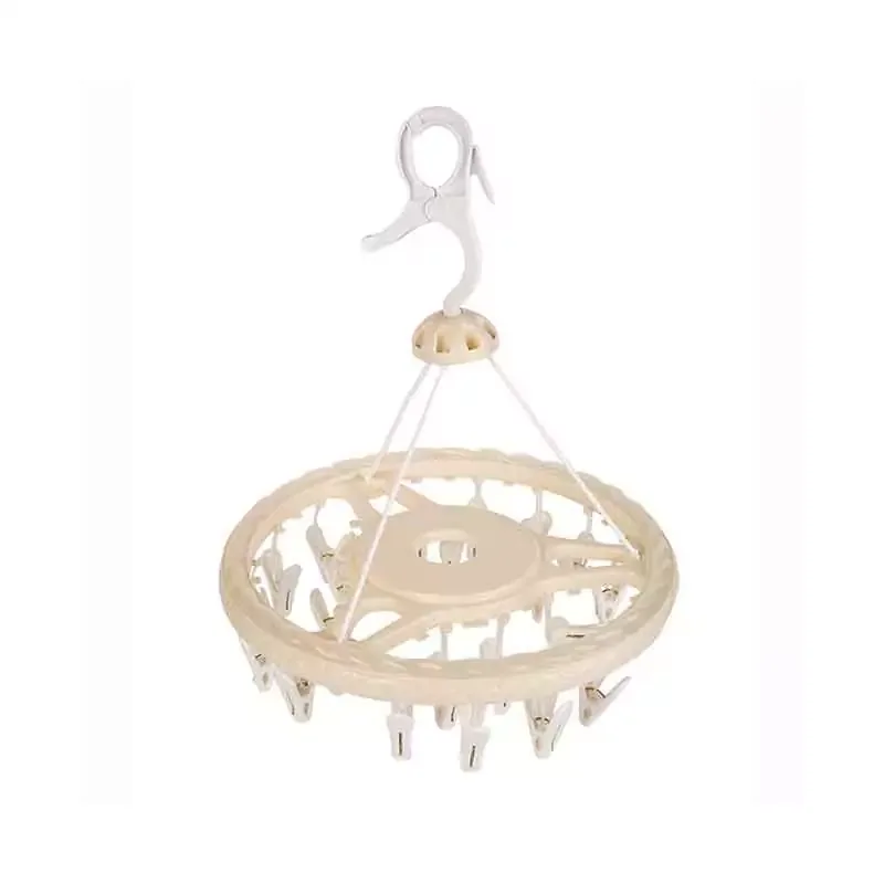 Nadstar Cloth Hanger Drying Clip Round Small Laundry Drying Rack Clothes Hanger with Clips LX-567